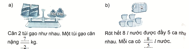 Bài 54: Phân số và phép chia số tự nhiên (tiết 2) trang 49 Vở thực hành Toán 4 5