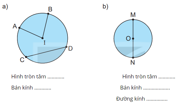 Giải bài 17: Hình tròn. Tâm, bán kính, đường kính của hình tròn (tiết 1) trang 47 vở bài tập Toán 3 - Kết nối tri thức với cuộc sống 0 1