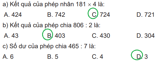 Giải bài 41: Ôn tập phép nhân, phép chia trong phạm vi 100, 1 000 (tiết 3) trang 104 vở bài tập Toán 3 - Kết nối tri thức với cuộc sống 0 2