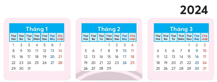 Toán lớp 3 trang 20 - Tháng, năm - SGK Chân trời sáng tạo 2