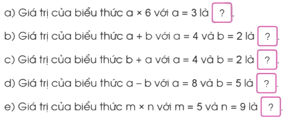 Toán lớp 4 trang 108 - Bài 49: Biểu thức có chứa chữ - SGK Cánh diều 1