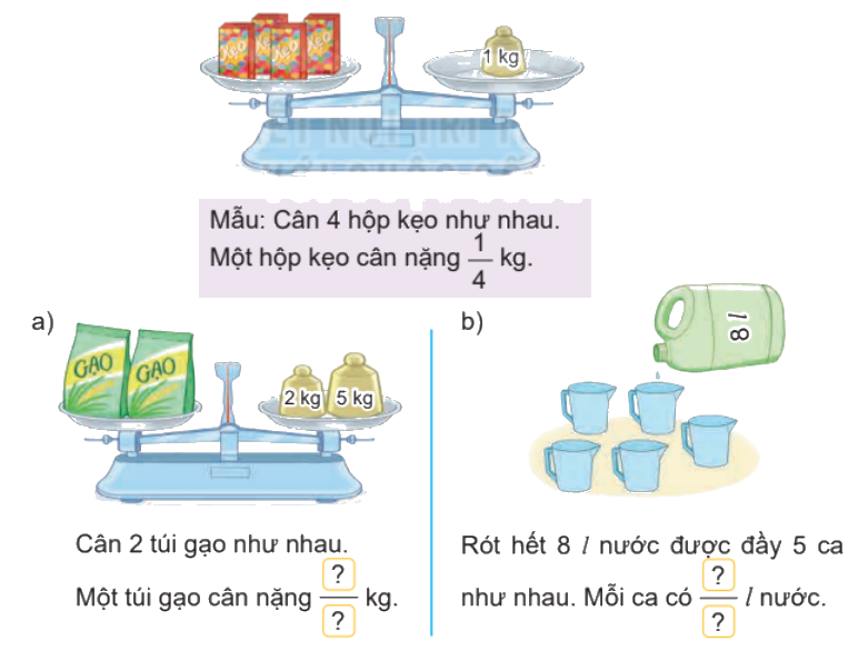 Toán lớp 4 trang 53 - Bài 54: Phân số và phép chia số tự nhiên - SGK Kết nối tri thức 10