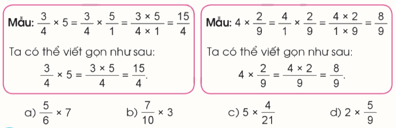 Toán lớp 4 trang 61 - Bài 80: Phép nhân phân số - SGK Cánh diều 6
