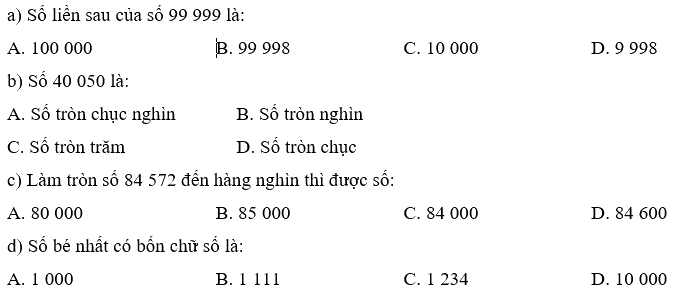 Toán lớp 4 trang 7 - Bài 1: Ôn tập các số đến 100 000 - SGK Chân trời sáng tạo 9