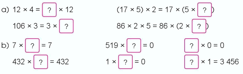 Toán lớp 4 trang 82 - Bài 34: Các tính chất của phép nhân - SGK Cánh diều 1
