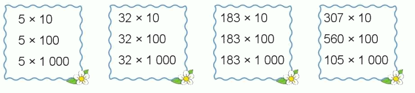 Toán lớp 4 trang 84 - Bài 36: Nhân với 10, 100 , 1 000, ... - SGK Cánh diều 0 1
