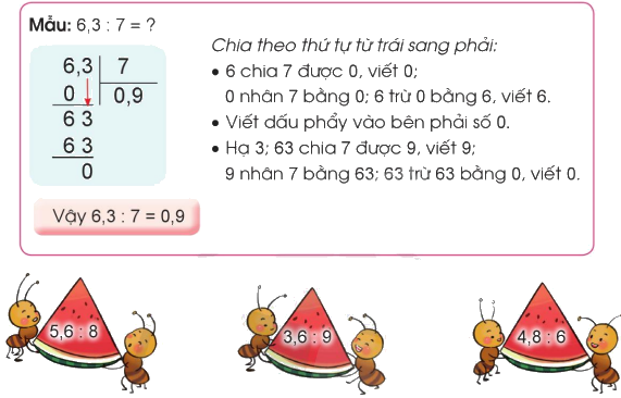 Toán lớp 5 Bài 33. Chia một số thập phân cho Một số tự nhiên - SGK cánh diều 6